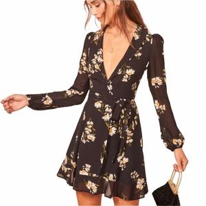 Reformation Malone wrap dress mini M